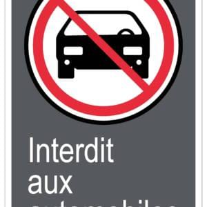 Panneaux NORME  CSA : Interdit aux automobiles