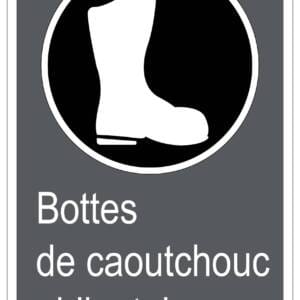 Panneaux NORME  CSA : Bottes de caoutchouc obligatoires