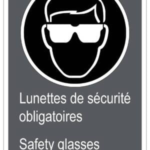 Panneaux NORME  CSA : Lunettes de sécurité obligatoires- Safety glasses required