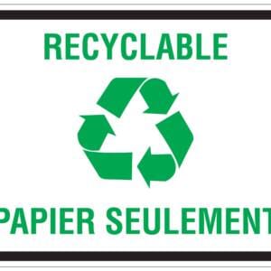 Panneaux NORME OSHA : Recyclable papier seulement