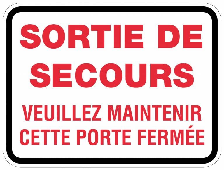 Panneaux NORME OSHA Sortie de secours Veuillez maintenir cette porte fermée Signel Services