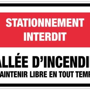 Panneaux NORME OSHA : Stationnement interdit-Allée d'incendie