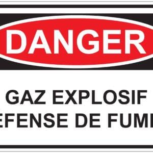 Panneaux NORME OSHA : Danger : gaz explosif Défense de fumer