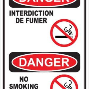 Panneaux NORME OSHA : Danger : interdiction de fumer -no smoking