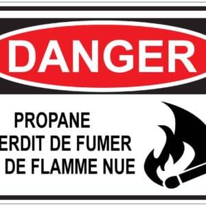 Panneaux NORME OSHA : Danger : propane Interdit de fumer Pas de flamme nue