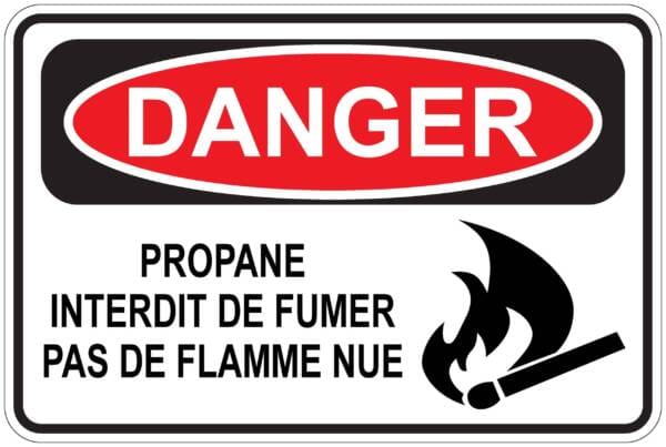 Panneaux NORME OSHA : Danger : propane Interdit de fumer Pas de flamme nue