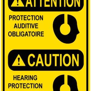 Panneaux NORME OSHA : Attention : protection auditive obligatoire- Hearing protection required