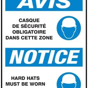 Panneaux NORME OSHA : Avis : casque de sécurité obligatoire dans cette zone- hard hats ust be worn in this area