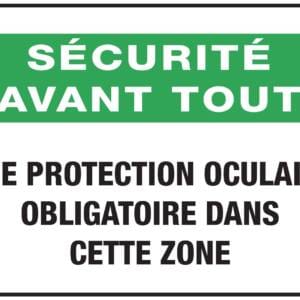 Panneaux NORME OSHA : Sécurité avant tout : un protection oculaire obligatoire dans cette zone