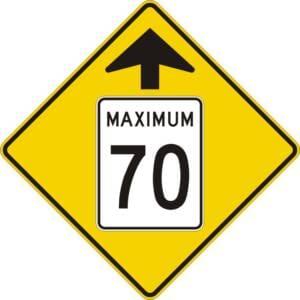 Signal avancé de limite de vitesse - maximum 70