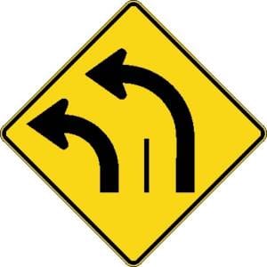 Signal avancé de direction des voies tourner à gauche 2 voies