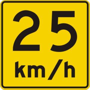 Panonceau vitesse recommandée 25 km/h