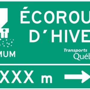 Écoroute d'hiver, distance et flèche à droite
