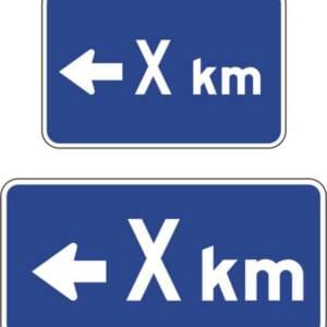 Panonceau flèche à gauche X km