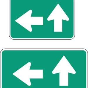 Panonceau flèche à gauche ou tout droit