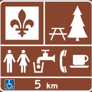 Halte routière provinciale X km avec services (Panneau)