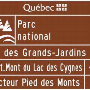 Acheminement d'un parc fédéral ou provincial, 2 secteurs avec flèches et distances