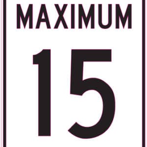 Limite de vitesse 15 km/h maximum