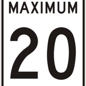 Limite de vitesse 20 Km/h maximum