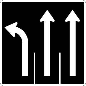 Direction de voies tourner à gauche et tout droit 2 voies