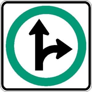 Obligation d'aller tout droit ou de tourner à droite