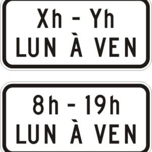 Panonceau périodes d'heures et jours
