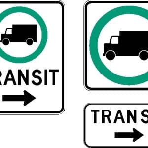 Trajet obligatoire pour véhicules lourds en transit flèche à droite