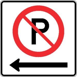 Interdiction de stationner flèche à gauche