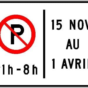 Interdiction de stationner aux dates et aux heures