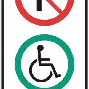 Interdiction de stationner sauf handicapés flèche à droite