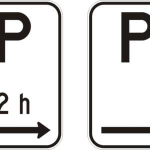 Autorisation de stationner avec/sans durée et flèche à droite