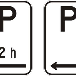 Autorisation de stationner avec/sans durée et flèche à gauche