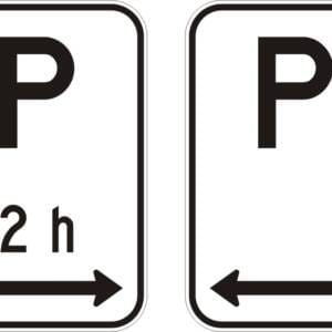 Autorisation de stationner avec heure et flèche gauche et droite