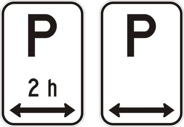 Autorisation de stationner avec heure et flèche gauche et droite