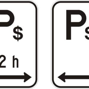 Stationnement payant avec la durée et flèches
