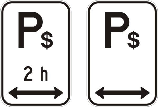 Stationnement payant avec la durée et flèches
