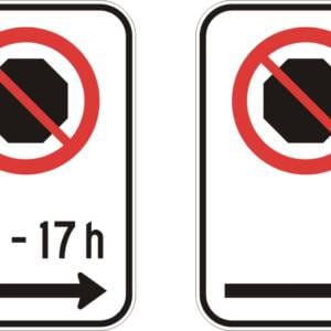 Interdiction d'arrêter (avec ou sans les heures) et flèche à droite