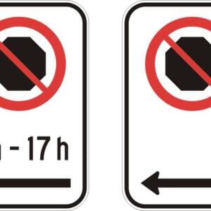 Interdiction d'arrêter (avec ou sans les heures) et flèche à gauche