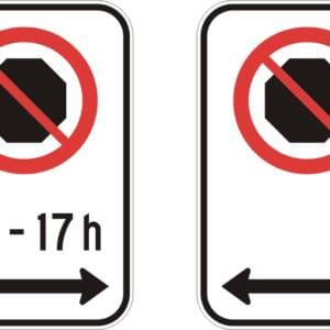 Interdiction d'arrêter (avec ou sans les heures) et flèche des 2 côtés