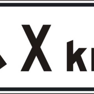 Panonceau de direction flèche oblique à gauche et distance