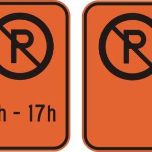 Réglementation temporaire du stationnement, sans flèche, avec ou sans heures T-075