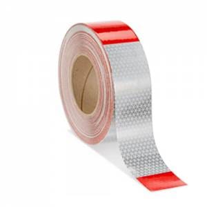 Pellicule Diamant alternée rouge et blanc en rouleau de 2"  x 150 pi.